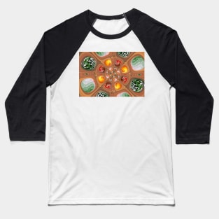 Kaleidoscopic Abstract Planets Pattern Baseball T-Shirt